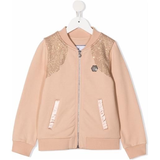Philipp Plein Junior bomber iconic plein con strass - toni neutri