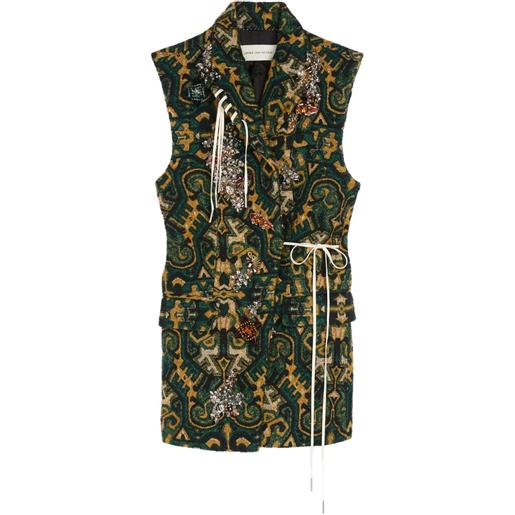 DRIES VAN NOTEN blazer smanicato con decorazione - verde