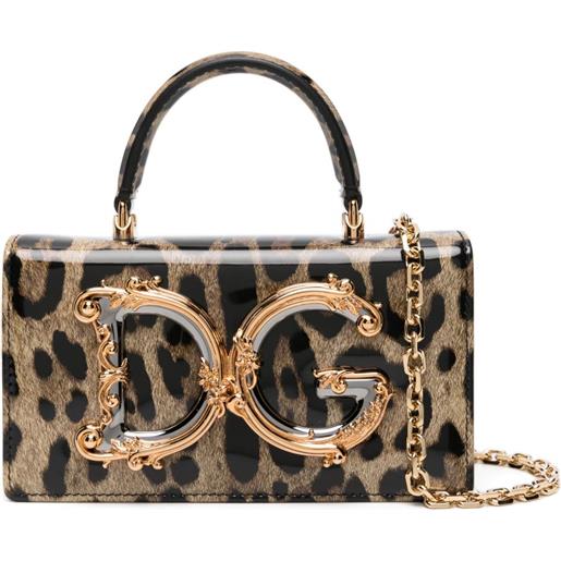 Dolce & Gabbana borsa a tracolla dg girls con stampa - marrone