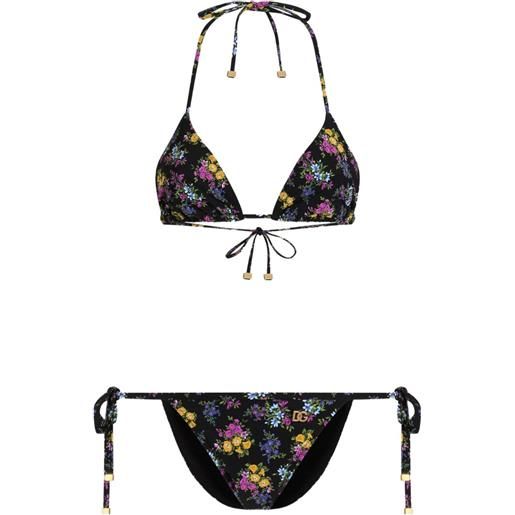 Dolce & Gabbana top bikini a fiori - nero