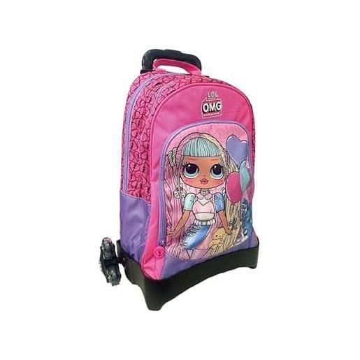 Franco Cosimo Panini lol omg scuola elementare organizato staccabile surprise - porta pc/tablet, zaino trolley unisex bambini e ragazzi, rosa (pink), taglia unica
