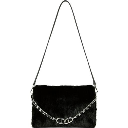 TWINSET borsa a spalla in eco-pelliccia con catena decorativa