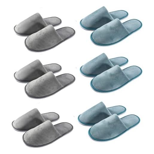 Teceyfeet set di 4-6 paia di pantofole da casa invernali ed estive - ciabatte ospiti lavabili - scarpe interne casual per uomo e donna