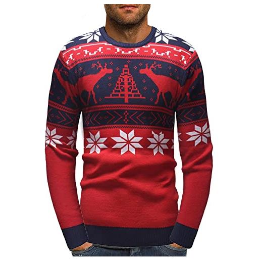 Generisch maglione invernale americano europeo caldo ideale per natale con collo di cervo giacca di lana alla moda elegante per le giornate fredde, colore: rosso, xl