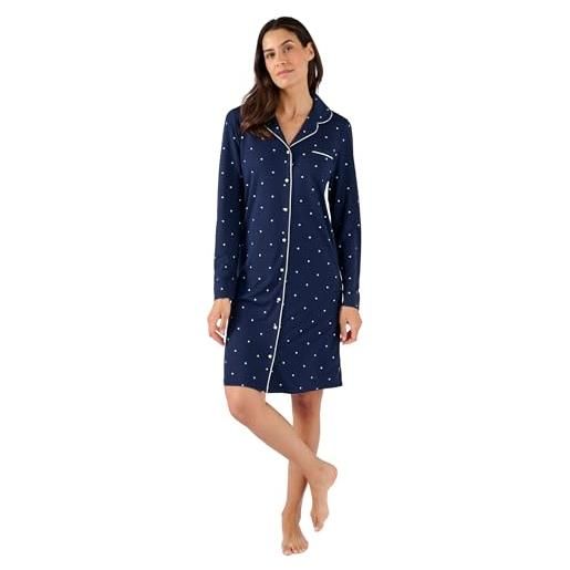 Damart - camicia da notte con bottoni thermolactyl donna blu stampato taglia 46-48 (l)