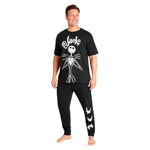 Disney pigiama uomo - pigiama uomo cotone brontolo paperino m-3xl pigiami uomo e ragazzi a maniche corte pigiami due pezzi da uomo lungo (nero donald duck, m)