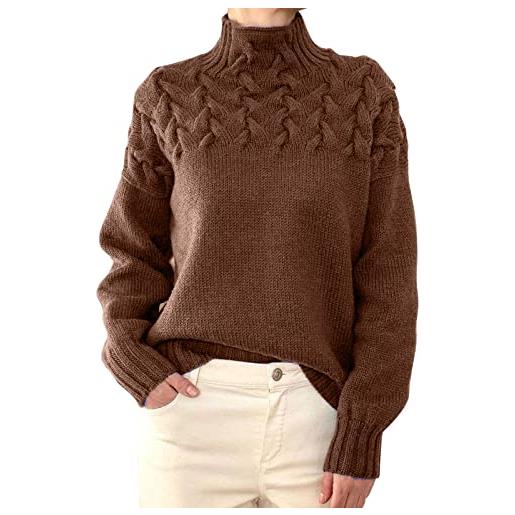 Yekdmxop maglione di lana donna elegante maglia collo alto/girocollo taglie forti maglioni basic casual maglione pullover elasticizzato top con vestibilità sweater leggero felpa curvy in offerta
