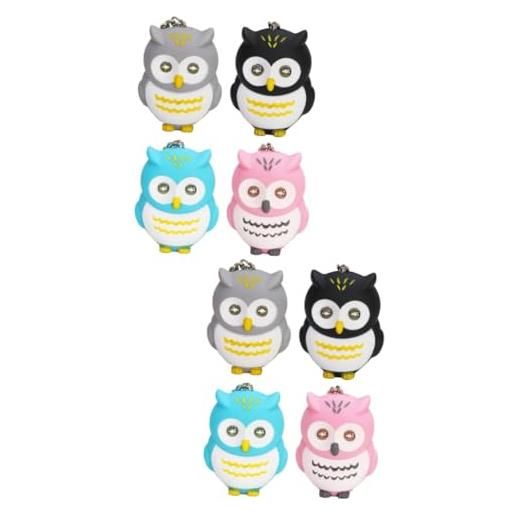 LIFKOME 8pezzi portachiavi gatto notturno cartoon owl con luce e suono accessorio per bagagli e decorazione auto di colori nero blu rosa