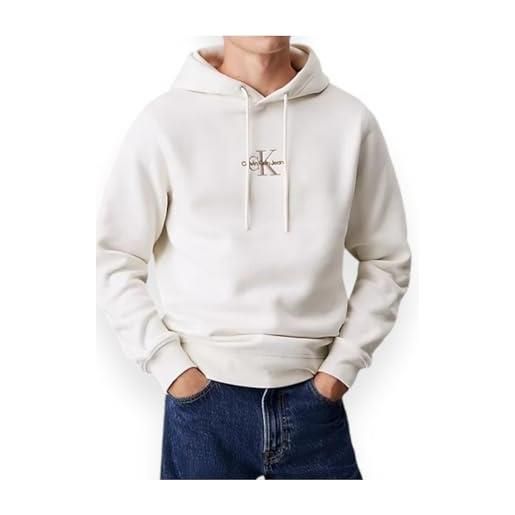 Calvin Klein Jeans calvin klein monologo hoodie j30j325629, felpa con cappuccio, uomo, bianco (ivory), xl