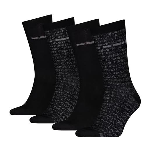 Calvin Klein giftbox all over print classic sock, nero, taglia unica (pacco da 4) uomo