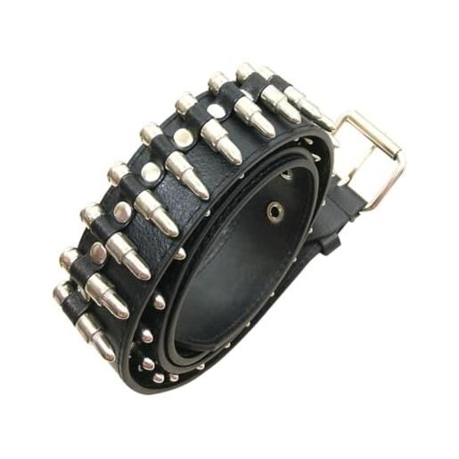 LIFKOME cintura borchiata da uomo in stile punk in pelle artificiale fibbia in ferro resistente per jeans casual e look steampunk maschile