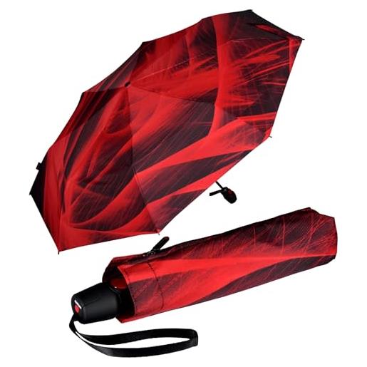 Knirps ombrello tascabile t. 200 duomatic solids - on to automatico - pieghevole - antitempesta - antivento, rubino spheres, 98 cm