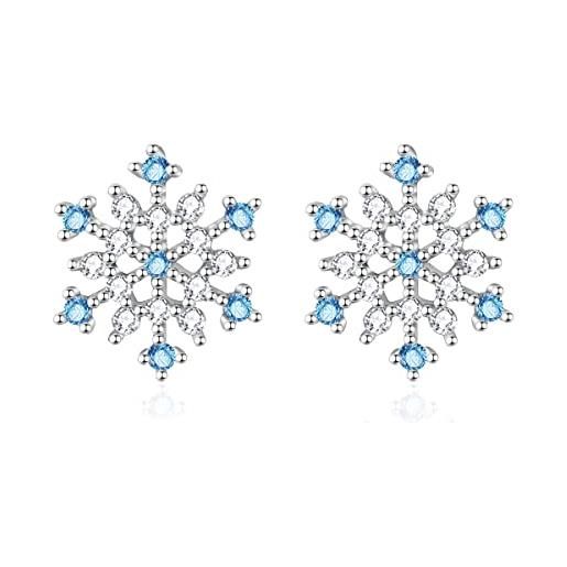 Candyfancy Orecchini A Fiocco Di Neve In Argento 925 – Con Cristallo – In Confezione Regalo – Donna E Ragazza