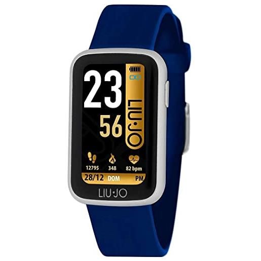 Liu Jo liu. Jo fit swlj040 - orologio intelligente da donna in acciaio inox e silicone, colore argento/blu, impermeabile: ip68, dimensioni cassa: 44 mm x 32,7 mm x 10,3 mm