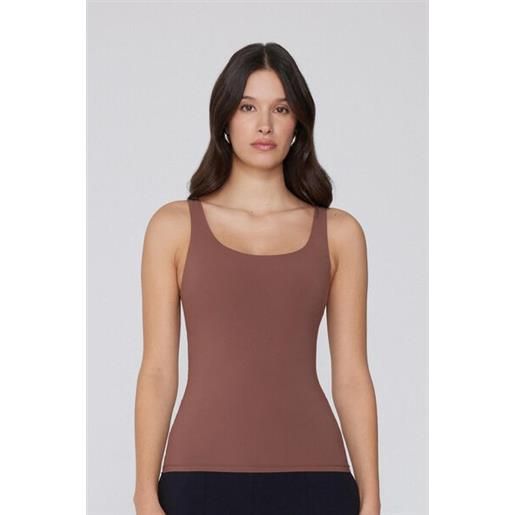 Tezenis canotta spalla larga natural lifting 2 in 1 donna marrone