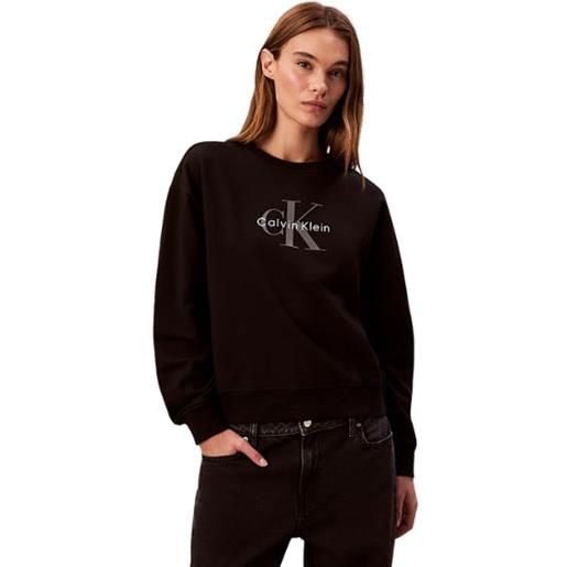 Calvin Klein felpa donna in spugna francese monologo dal taglio relaxed nera