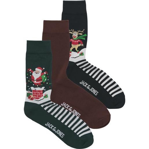 JACK & JONES jacsnowy xmas socks 3 pack black/dark navy calzini uomo