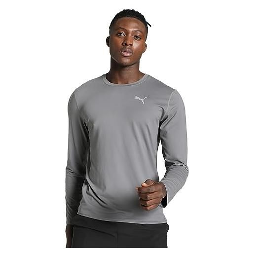 PUMA run cloudspun ls tee maglietta, grigio, l unisex-adulto