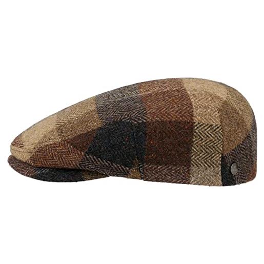 LIERYS coppola zachery virgin wool uomo - made in the eu cappellino lana cappello piatto con visiera, fodera inverno autunno/inverno - 58 cm marrone