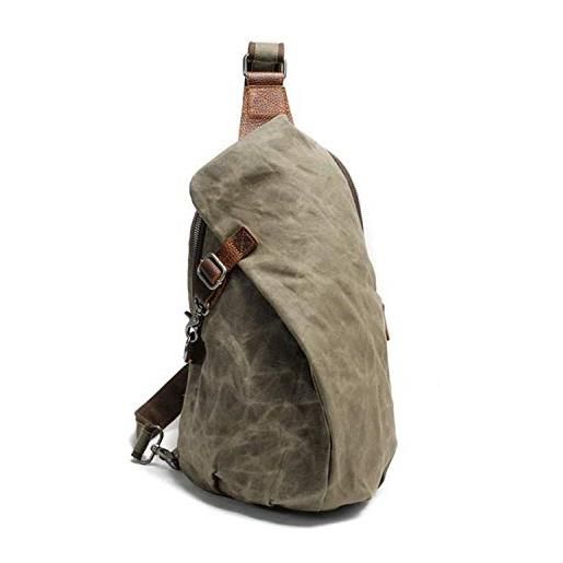 Lmagice zaino da uomo in tela cerata, borsa a tracolla casual, verde militare 2, one_size, zaini sling