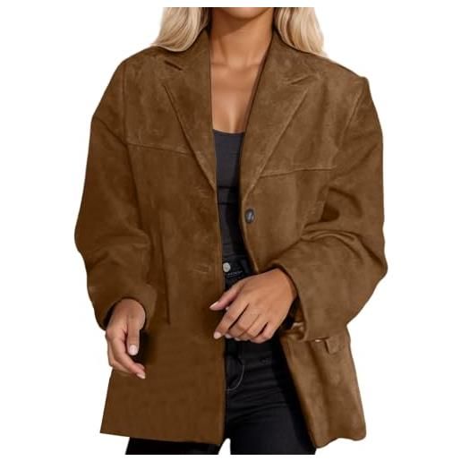 Darringls giacca da donna marrone in finta pelle scamosciata blazer in pelle vecchia cappotto y2k autunno inverno caldo manica lunga moda camoscio vestito giacche giacca cappotto da donna camoscio