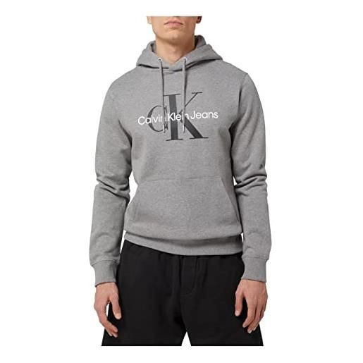 Calvin Klein Jeans calvin klein core monologo hoodie j30j320934, felpe con cappuccio uomo, grigio (mid grey heather), xl