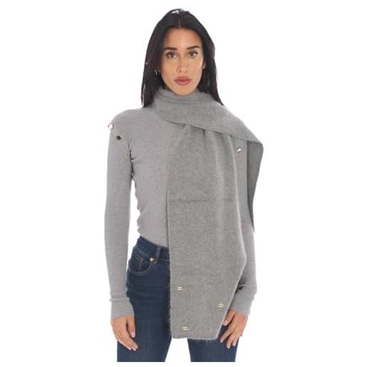 Twinset sciarpa a maglia con ricamo placchetta oval t strass 242ta4141 grigio