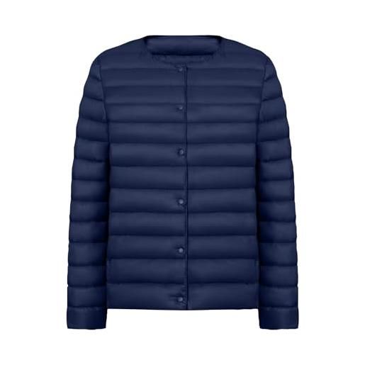 Cocila giacca leggera da donna in piumino d'anatra bianco semplice e con scollo a v rotondo sottile giubbotto di marca (dark blue xl) giubbotti donna invernali cappotto grigio corto giubbino