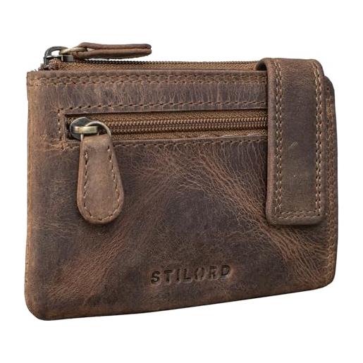 STILORD 'lasse' borsellino portachiavi vera pelle vintage astuccio per chiavi portafoglio con anelli per chiavi slim wallet porta carte anti rfid cuoio genuino, colore: marrone medio