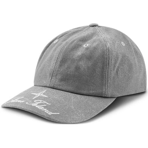 Supreme cappello da baseball denim x stone island - grigio