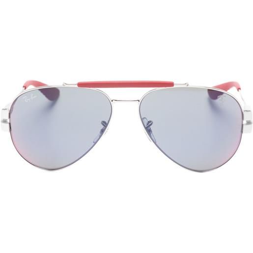 Ray-Ban x scuderia ferrari occhiali da sole stile pilota - argento