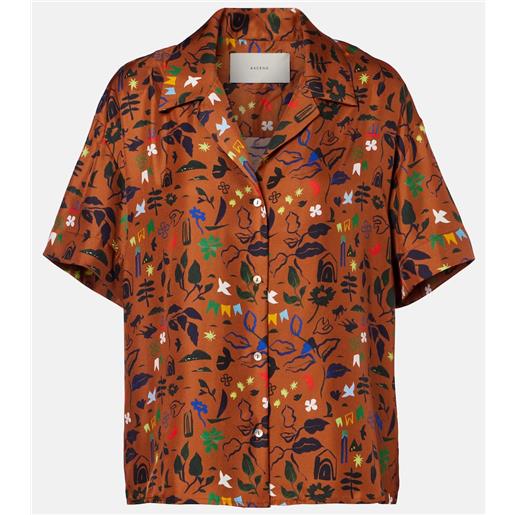 Asceno camicia prague in twill di seta con stampa