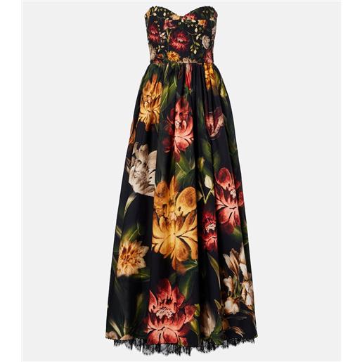 Agua by Agua Bendita abito lungo tonia in cotone con pizzo a fiori