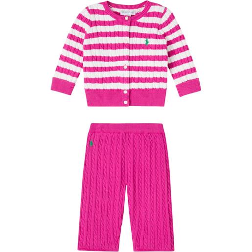 Polo Ralph Lauren Kids baby - cardigan e pantaloni in cotone a trecce