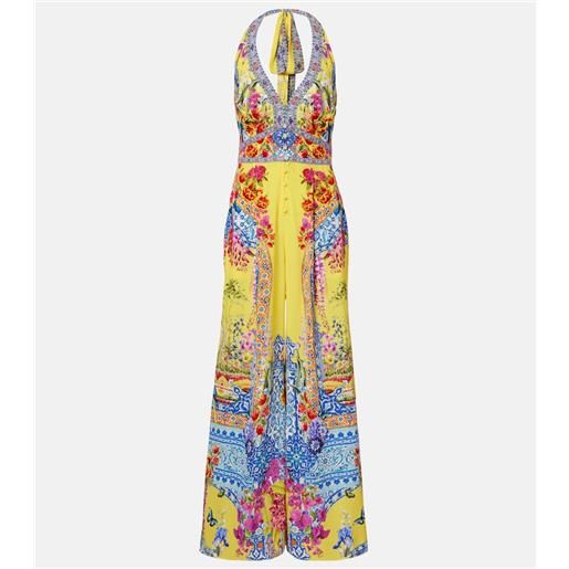 Camilla jumpsuit in crãªpe di seta con scollo allâamericana