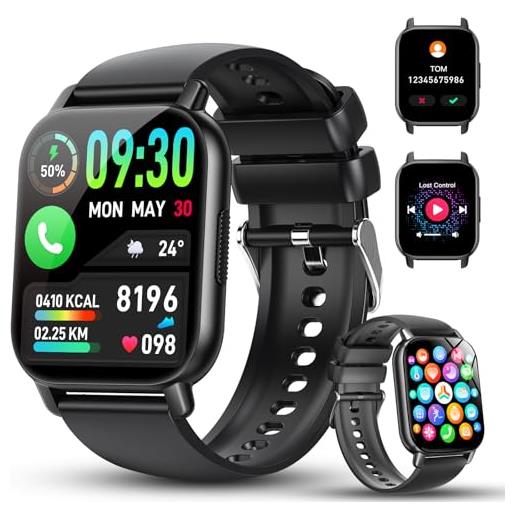 WeurGhy smartwatch uomo donna con chiamata bluetooth, 1.91 orologio smartwatch contapassi cardiofrequenzimetro sonno, ip68 fitness tracker 112+ modalità sportivo, smart watch per android ios, nero