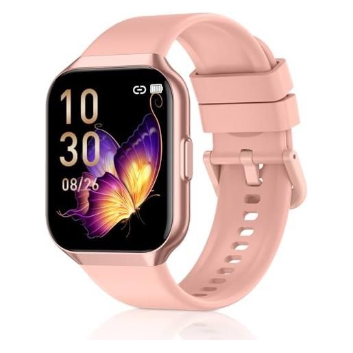 QCOQ® smartwatch uomo donna, 1.96 orologio smartwatch con effettua o risposta chiamate, 110+ sport smart watch, sonno/cardiofrequenzimetro/contapassi, impermeabile ip68 fitness track per android ios