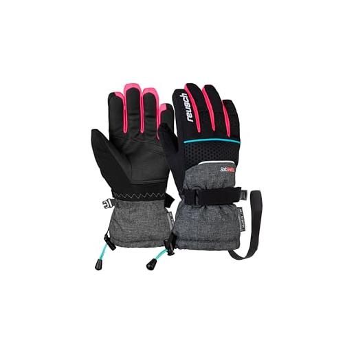 Reusch connor r-tex xt-guanti, bambini, blck/blck mel/knouck pink, 4