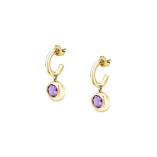 Morellato orecchini donna in argento oro 925 riciclato pietra viola collezione tesori eterni - saxn16, argento, ametista