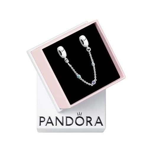 PANDORA catenina di sicurezza moments in argento sterling con cristallo stellare blu e cielo
