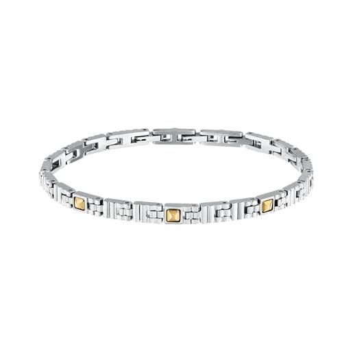 Morellato bracciale uomo in acciaio, oro giallo 18 carati, collezione gold - satm27