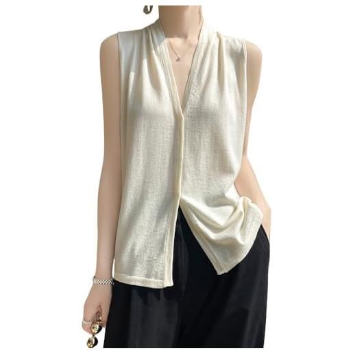 LIUYUYOUGO pullover senza maniche da donnagilet in maglia aperta da donna in lana senza maniche in maglia con bottoni cardigan con scollo a v pullover leggero alla moda camicette per lavoro ufficio
