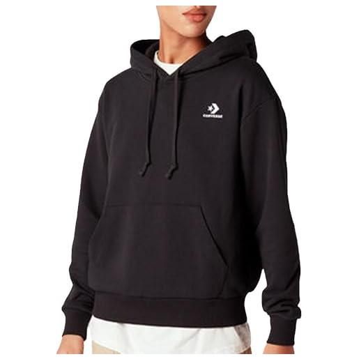 Converse felpa con zip nera da donna embroidered, nero , l