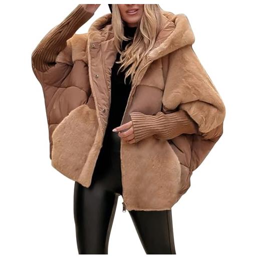 Piumino Leggero Donna Con Cappuccio - Giacca Invernale Puffer Oversize Taglie Forti Fino A 4XL - Colore Marina, Taglia XXL (Asia)