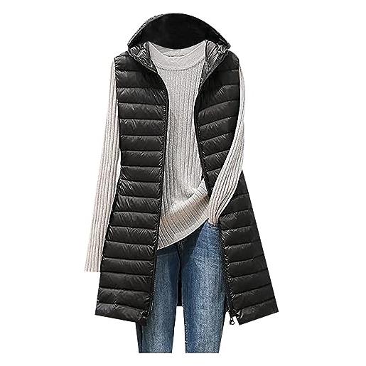 Generico gilet donna smanicato invernale lunga caldo giacche zip giacca senza maniche impermeabile giubbotto smanicato trapuntato antivento piumino elegante leggero primaverile autunno