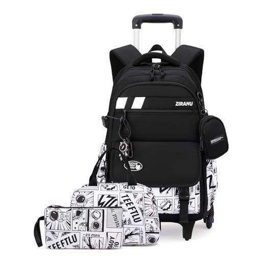 Zaino Trolley 3 Pezzi Per Bambino E Bambina - Scuola Elementare E Media, Impermeabile, 48x32x18 Cm