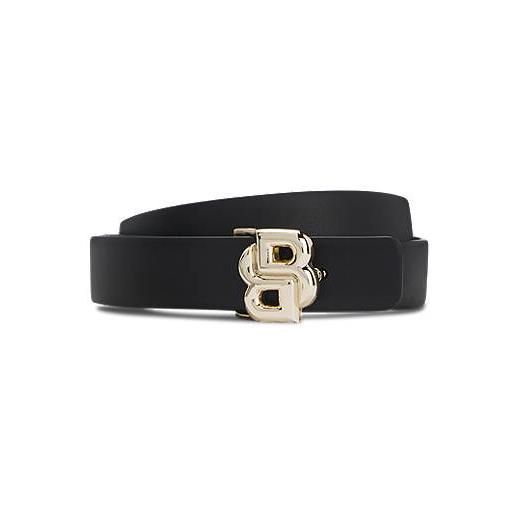 BOSS cintura reversibile in pelle italiana con fibbia con monogramma double b, nero / beige