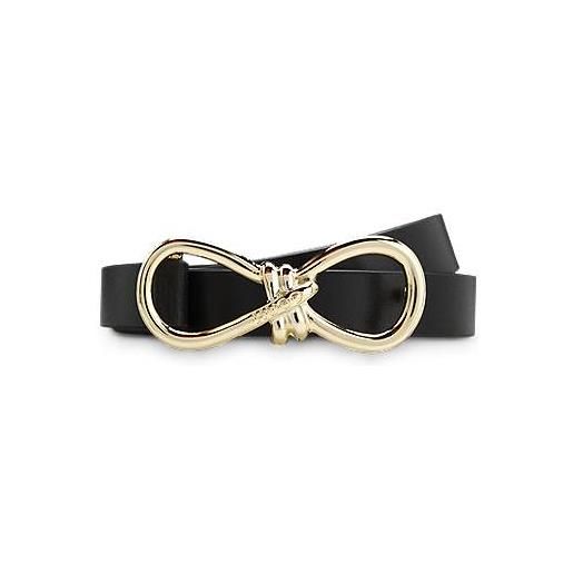 HUGO cintura in pelle italiana con fibbia a fiocco color oro, nero