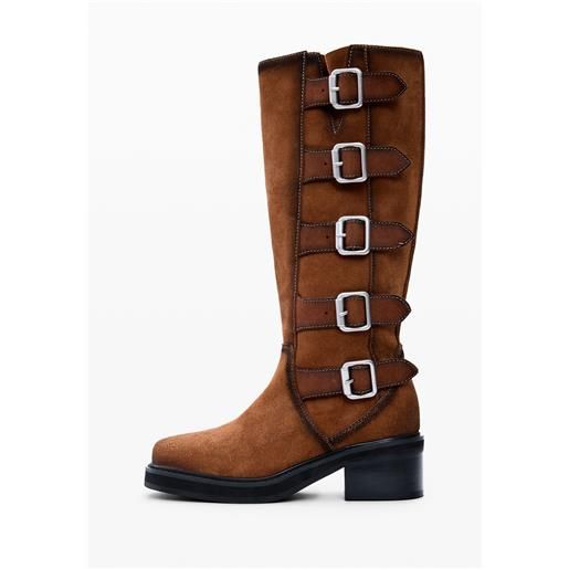 Desigual stivale alto con fibbie in pelle