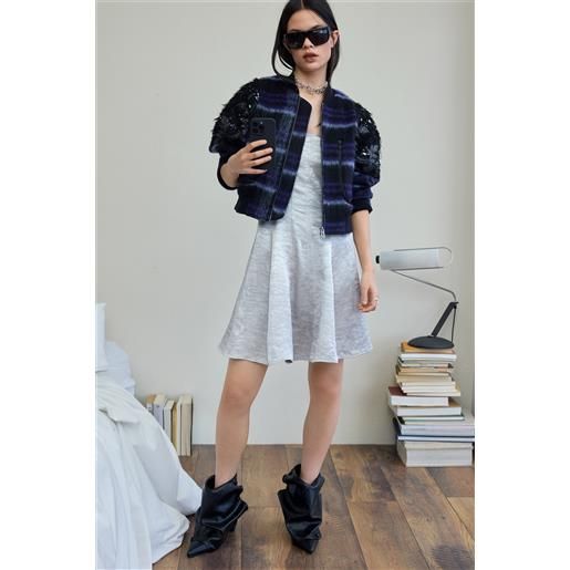 Desigual bomber a quadri ricamata